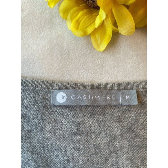 Cashmere Women's Soft Knit Peplum Sweater Gray & Cream Y2K Preppy Academia M - Picture 3 of 8